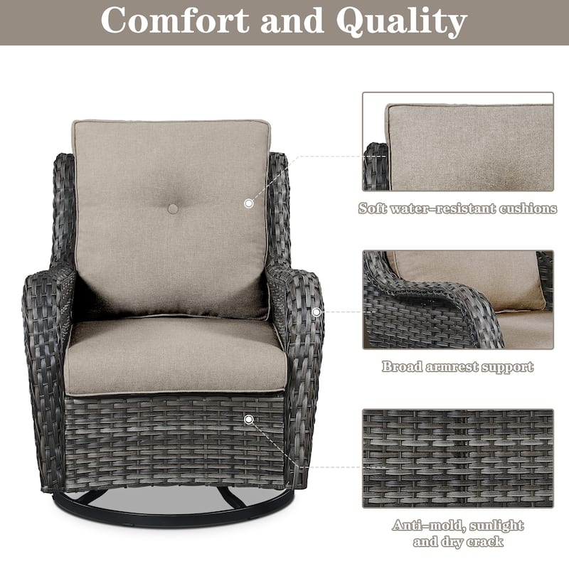 Gymojoy Outdoor Swivel Chairs with Sofa and Fire Pit Table