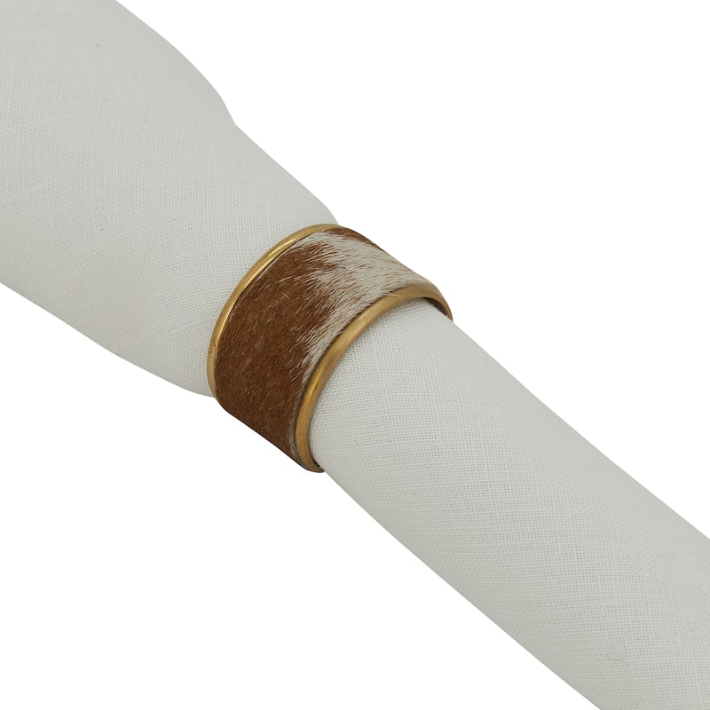 Napkin Rings With Cow Hide Design (Set of 4)