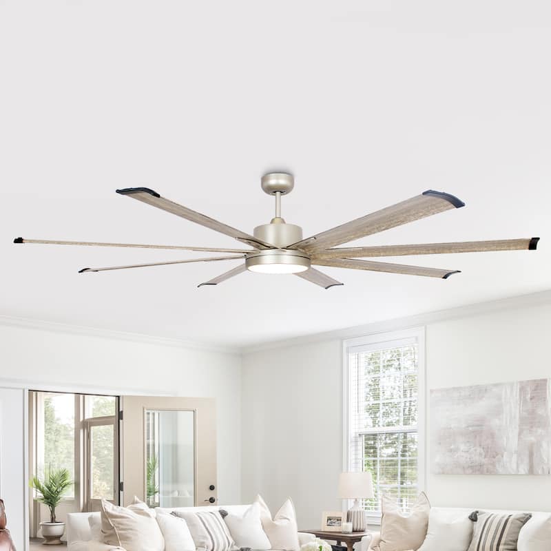 72" Larger Aluminum 8-Blade LED Ceiling Fan with Remote