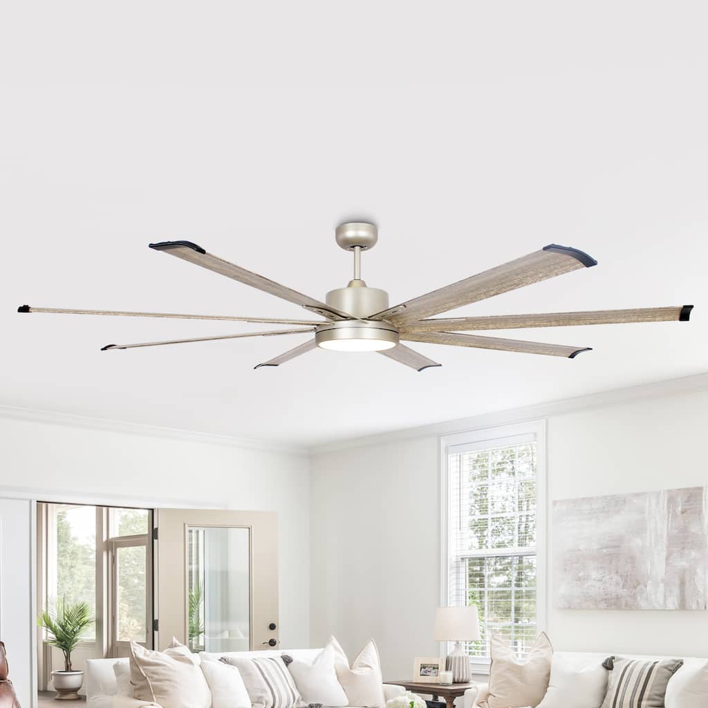72" Larger Aluminum 8-Blade LED Ceiling Fan with Remote