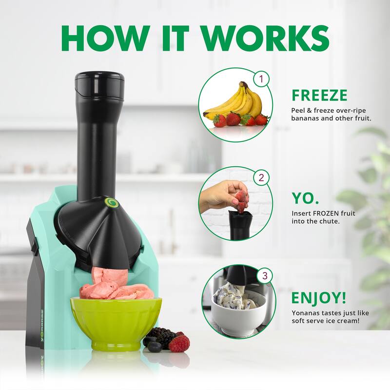 Yonanas Classic Vegan Non-Dairy Frozen Fruit Soft Serve Dessert Maker with 36 Recipe Book