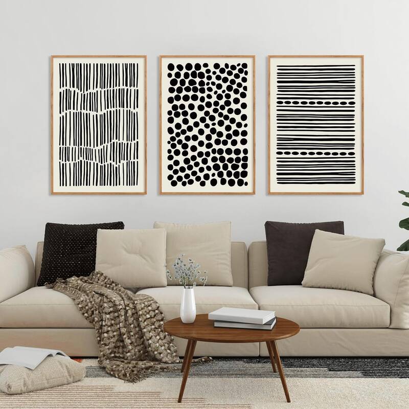 Minimalist Geometric Line Wall Decor, Abstract Black Wall Painting