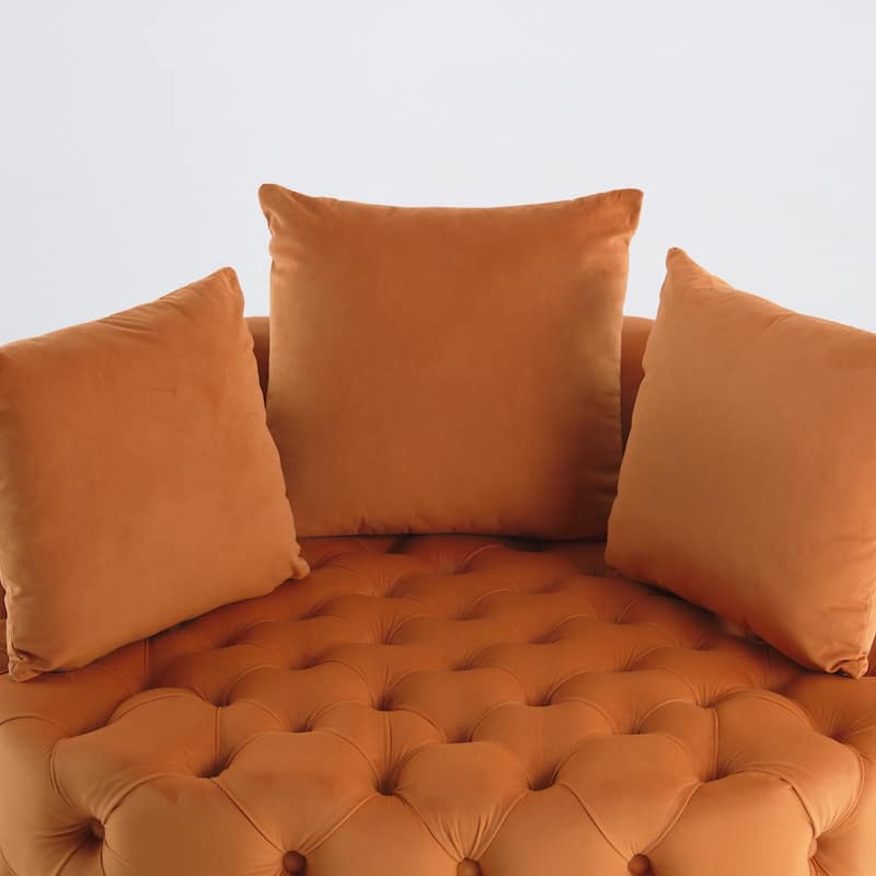 Classic Upholstered and Tufted Barrel Chair