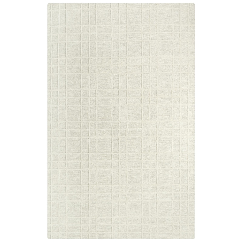 Alora Decor Lofton Plaid Hand-tufted Wool Rug - 5' x 7'6" - White