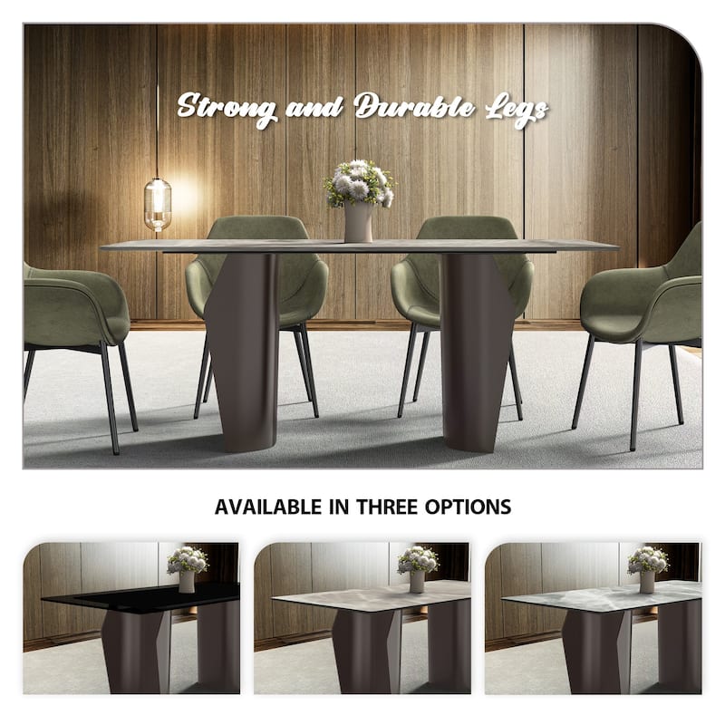 Zelan Rectangular Dining Table with Sintered Stone/Glass Top