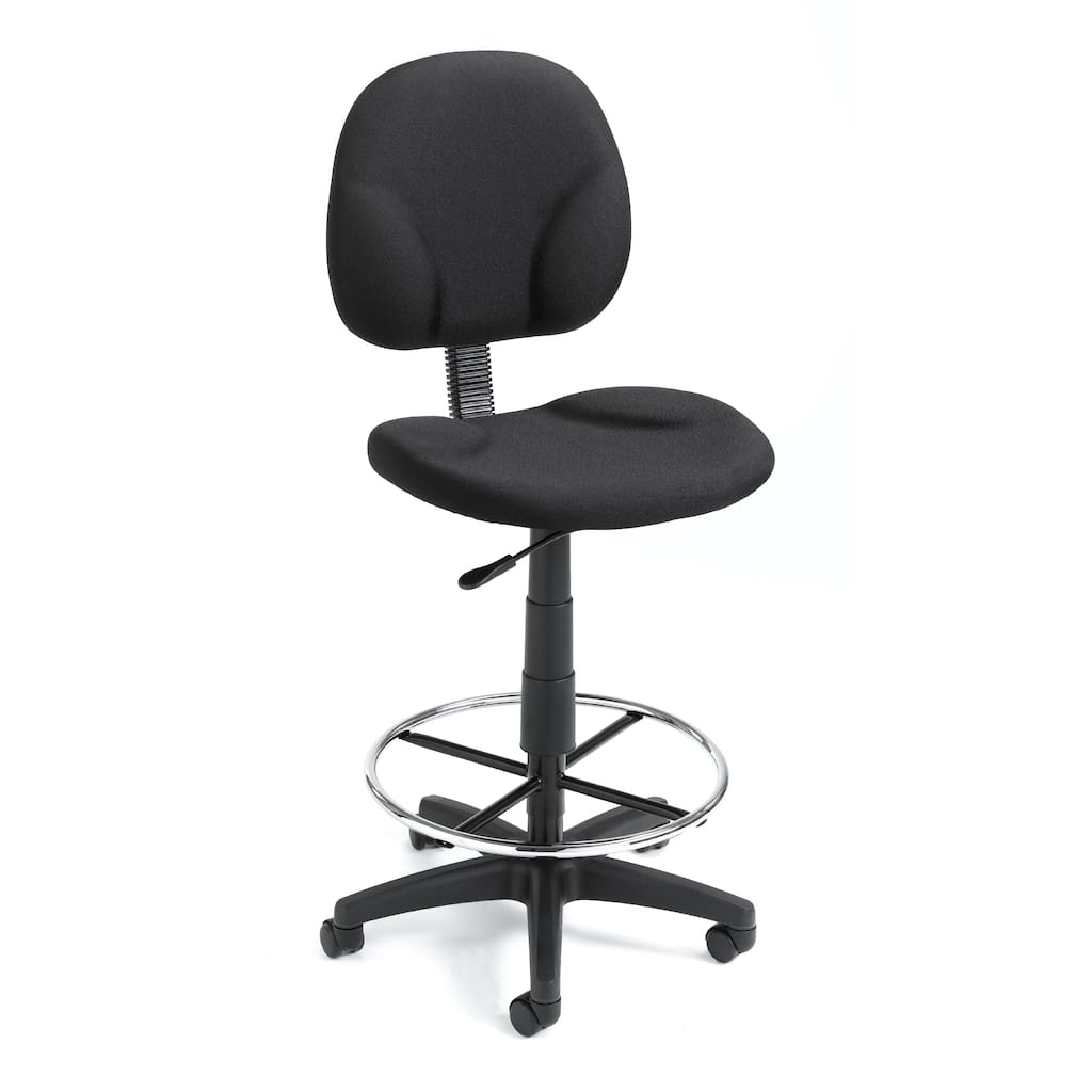 Zem Drafting Stool with Footring, Black Crepe Contoured Back & Seat