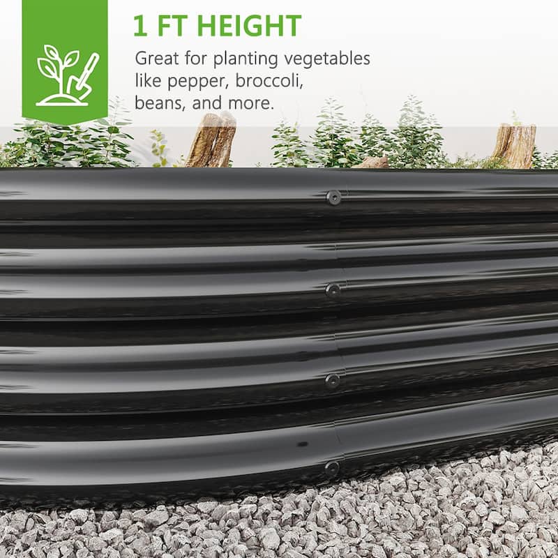 Outdoor Oval Galvanized Metal Raised Garden Bed Kit - 7.4 x 3.7 x 1 ft