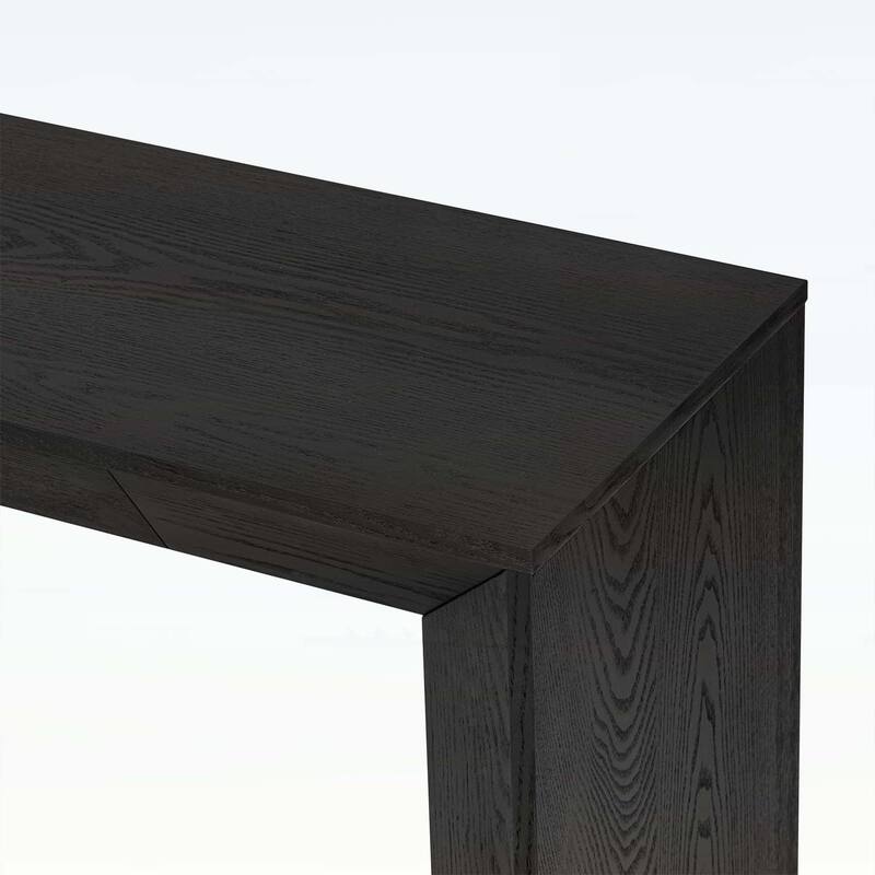 Farmhouse Console Table with 2 Concealed Drawers,Waterfall Edge,Thick Legs