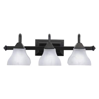 Cardiff 3 Light Bronze Mission Bathroom Vanity Fixture - 25-in W x 7.75-in H x 8.75-in D
