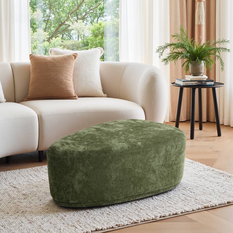 Leon 43" W Modern Oversized Chenille Triangular Cheese Ottoman
