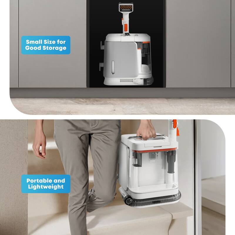 Portable Carpet Cleaner Machine for Pets, Upholstery & Car Interior, Powerful Spot Cleaner with Dual Water Tanks