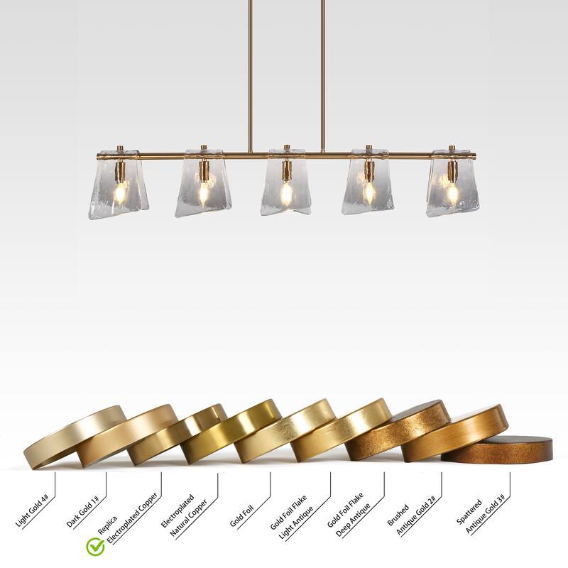 Modern 5-Light 41.5 IN Linear Chandelier Smoky Glass Kitchen Island Pendant Light - 41.5" W x 8" H
