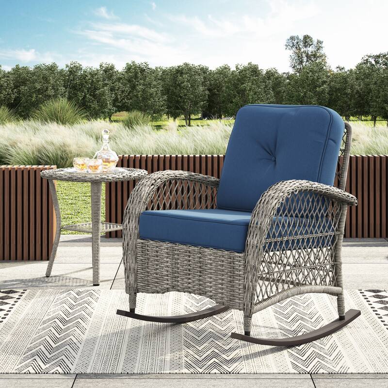 Corvus Salerno Outdoor Handwoven Resin Wicker Rocking Chair