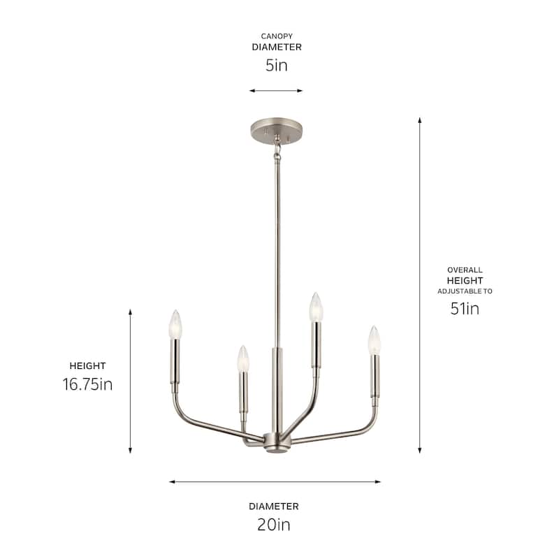 Kichler 52716 Madden 4 Light 20" Wide Taper Candle Style Chandelier