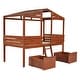 preview thumbnail 6 of 7, Walnut Twin Low Loft Wood House Bed with Drawers