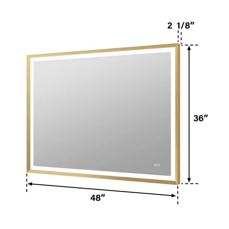 Wall Mounted Back Light Bathroom Framed LED Mirror Anti- Fog With Dimmable Light Touch Sensor And Memory Function