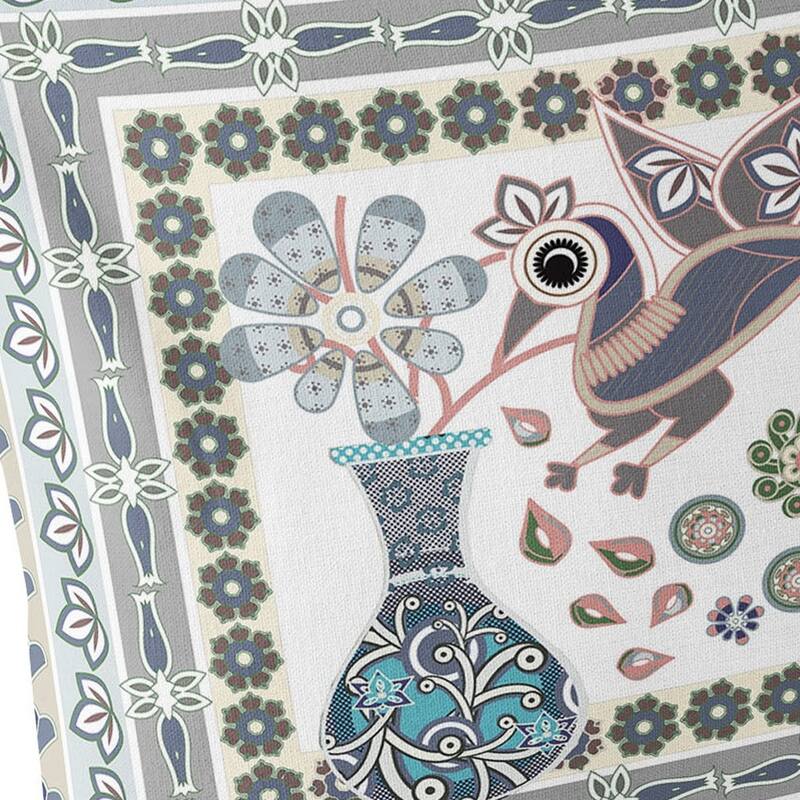 HomeRoots Set of Two 16" X 16" Gray and White Peacock Blown Seam Floral Indoor Outdoor Throw Pillow - 16.00' X '16.00' X '5.00