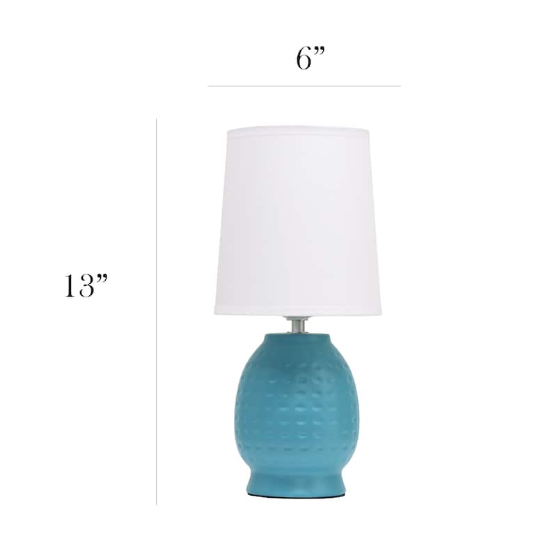 Ceramic Table Lamp with Fabric Shade for Small Spaces - 6 x 6 x 13 in. (L x W x H)