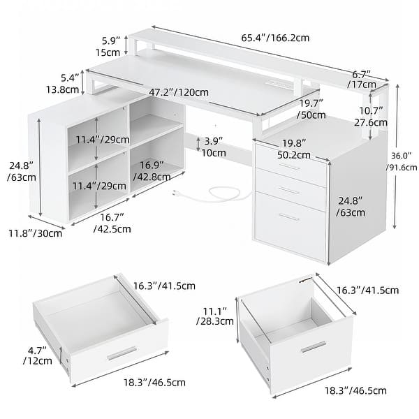 Moasis L Shaped Gaming Desk LED 65 Inch Computer Corner Desk with ...