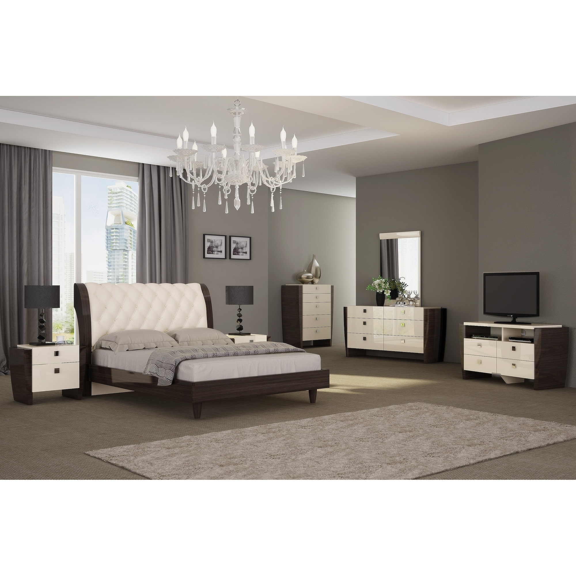 Shop Paris Contemporary 4 Piece Wood Bedroom Set Overstock