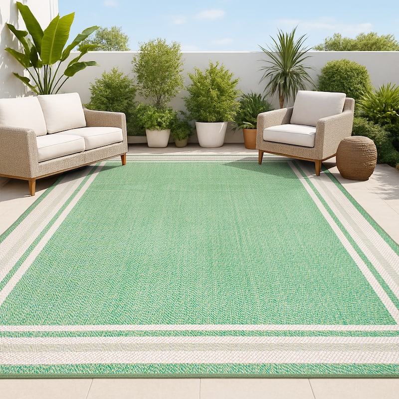 JONATHAN Y Haynes Modern Border Stripe Indoor/Outdoor Area Rug