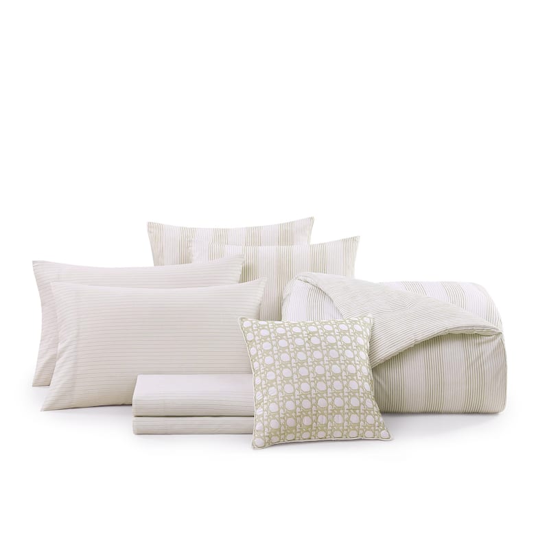Tommy Bahama Weekend Stripe Beige Reversible Comforter Set