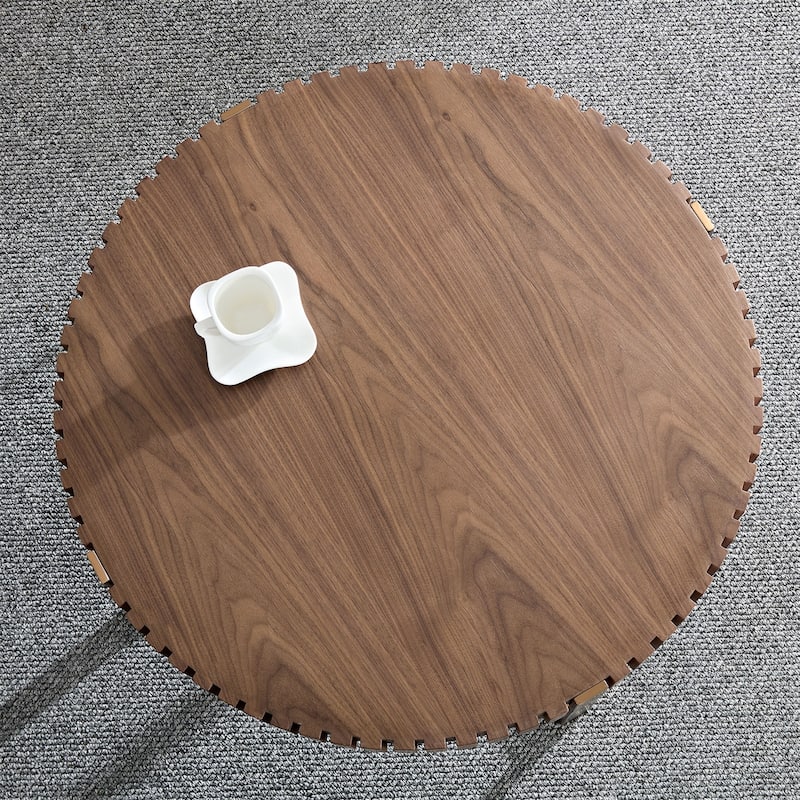31.5 inch Round Coffee Table, Small Coffee Table with Sturdy Pedestal