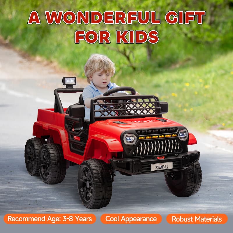 Children's Electric Car Ride-On Car with Parent Remote Control, Engineering Car Electric Vehicle with Trailer