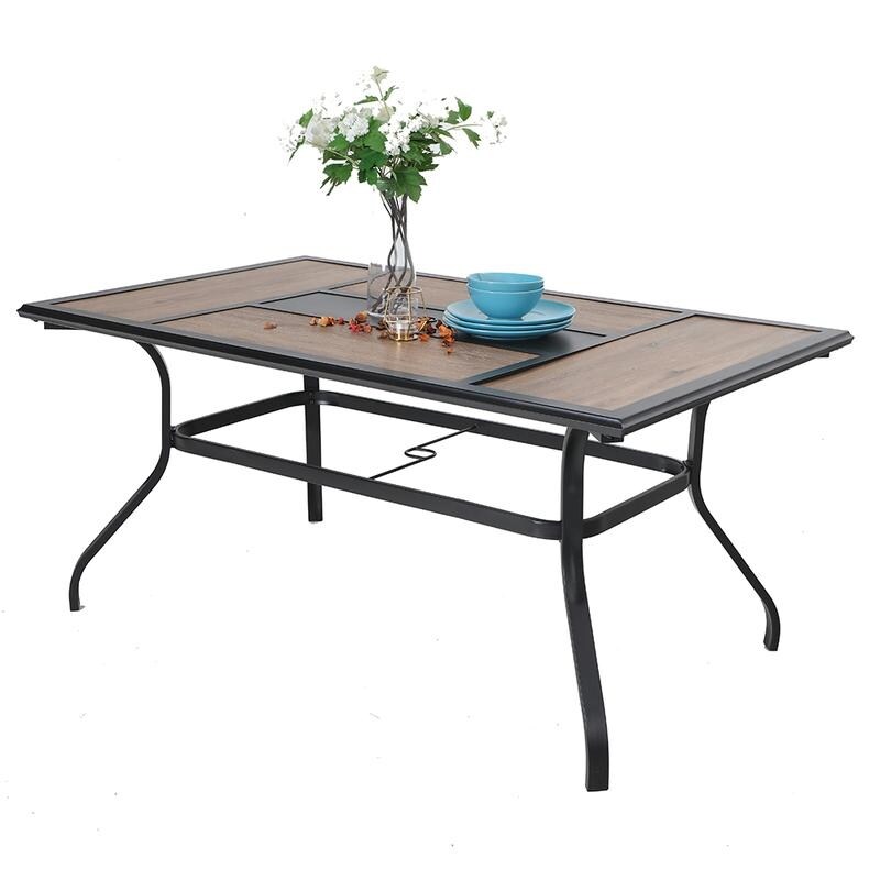 Shop Black Friday Deals On Phi Villa Wood Look Patio Dining Table With Umbrella Hole Overstock 32046263