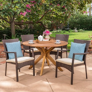 Stamford Outdoor 5 Piece PE Wicker Dining Set with Circular Table by Christopher Knight Home
