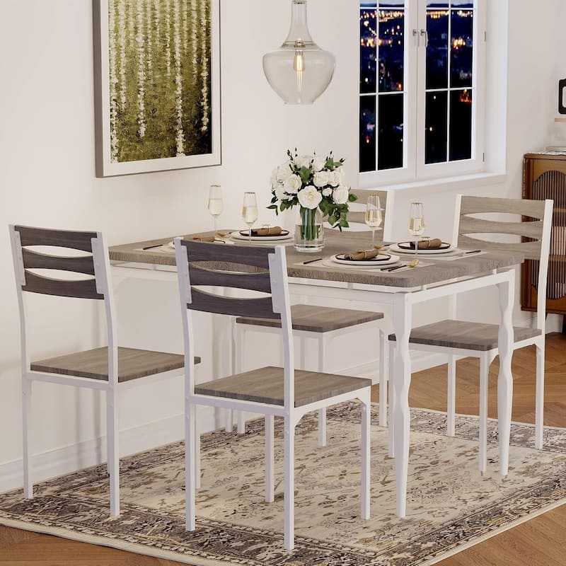 Dining Table Set for 4 with Spiral Table Legs for Small Spaces Kitchen Apartment