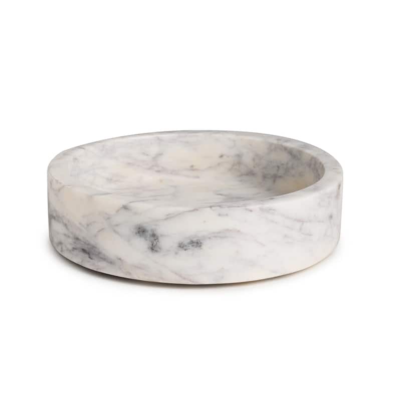 Sm. Marble Round 6" Tray LP - WHITE