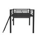 preview thumbnail 8 of 22, LED Light Gaming mid loft bed with desk,
