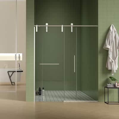 56"-60"W x 76"H Frameless Clear Tempered Glass Shower Enclosure