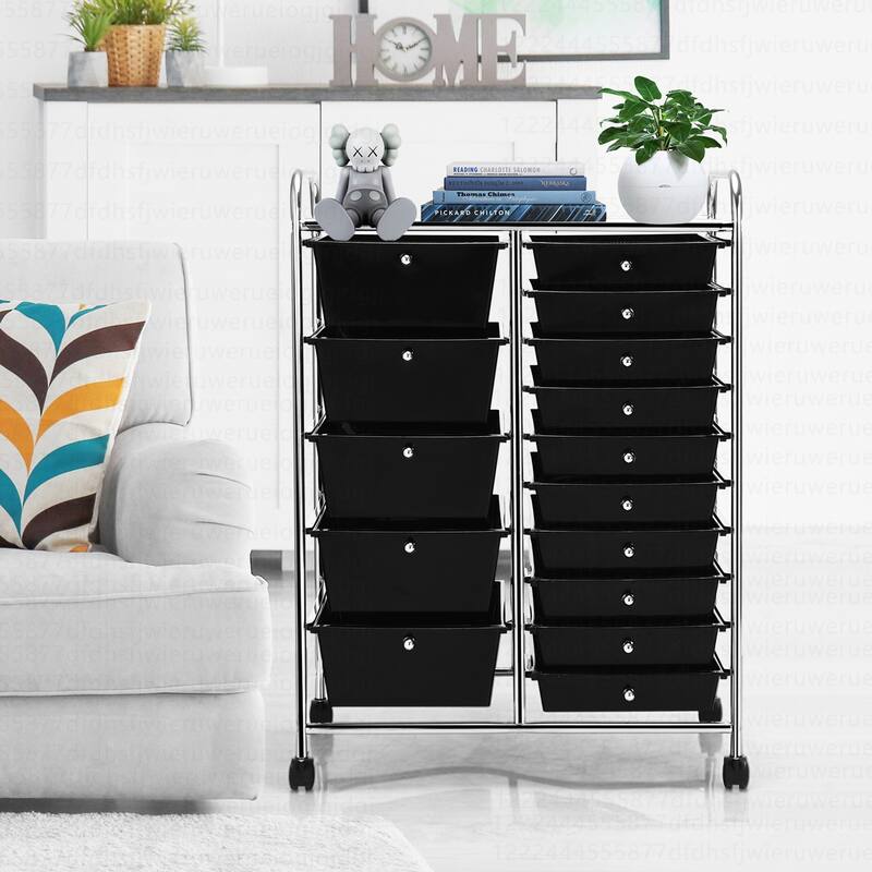 Costway 15 Drawer Rolling Storage Cart Tools Scrapbook Paper Office - See Details
