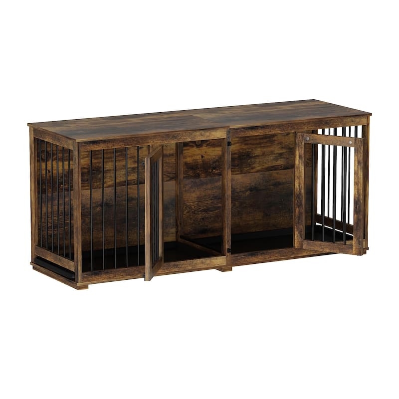 Dog Crate with Double Doors TV Stand for Large Medium Small Dogs,70"W