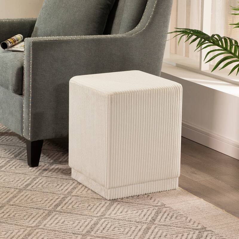 Adeco Ottoman Footrest Vanity Stool Gold Trim Footstool