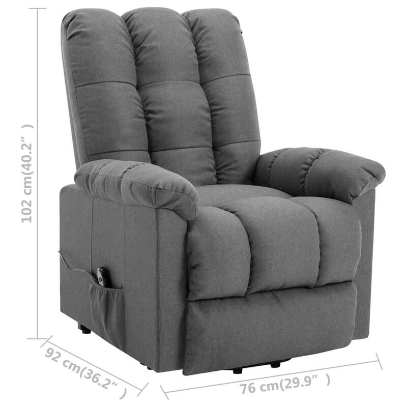 vidaXL Power Lift Recliner Light Grey Fabric - 29.9" x 36.2" x 40.2"
