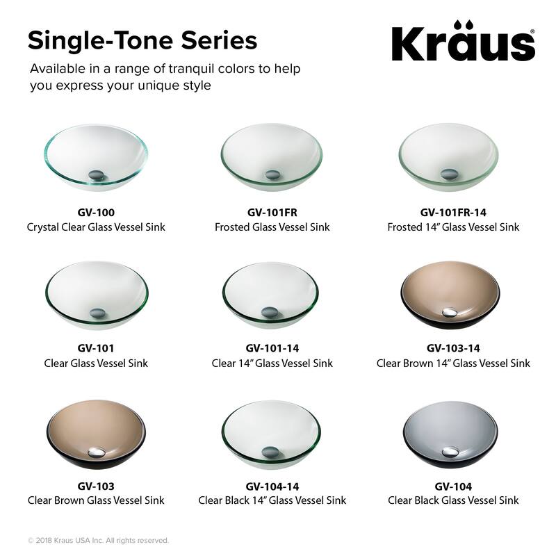 Kraus 14" Frosted Glass Vessel Bathroom Sink Only
