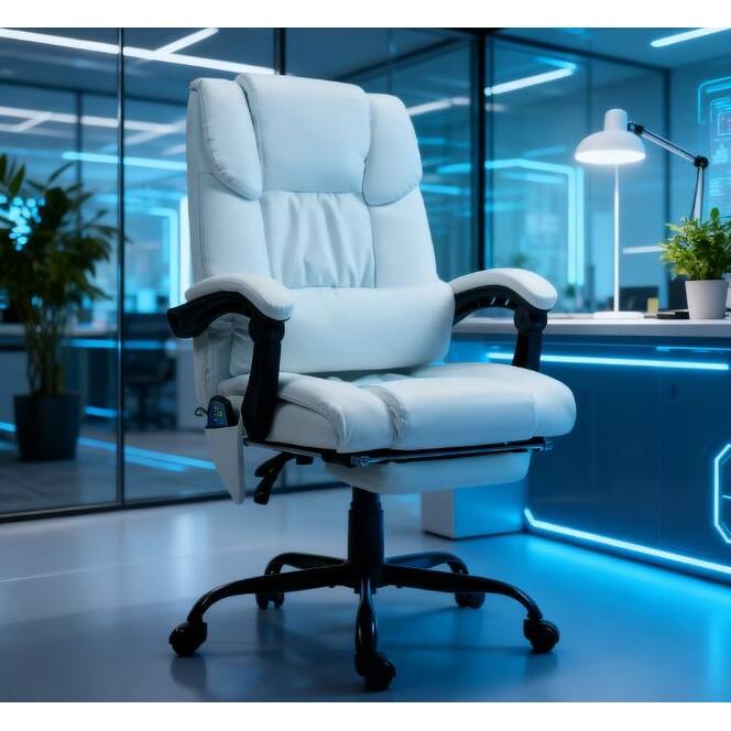 Massage Office Chair with 6 Vibrating Points, High Back Reclining Office Chair with Footrest and Remote, For Home and Office