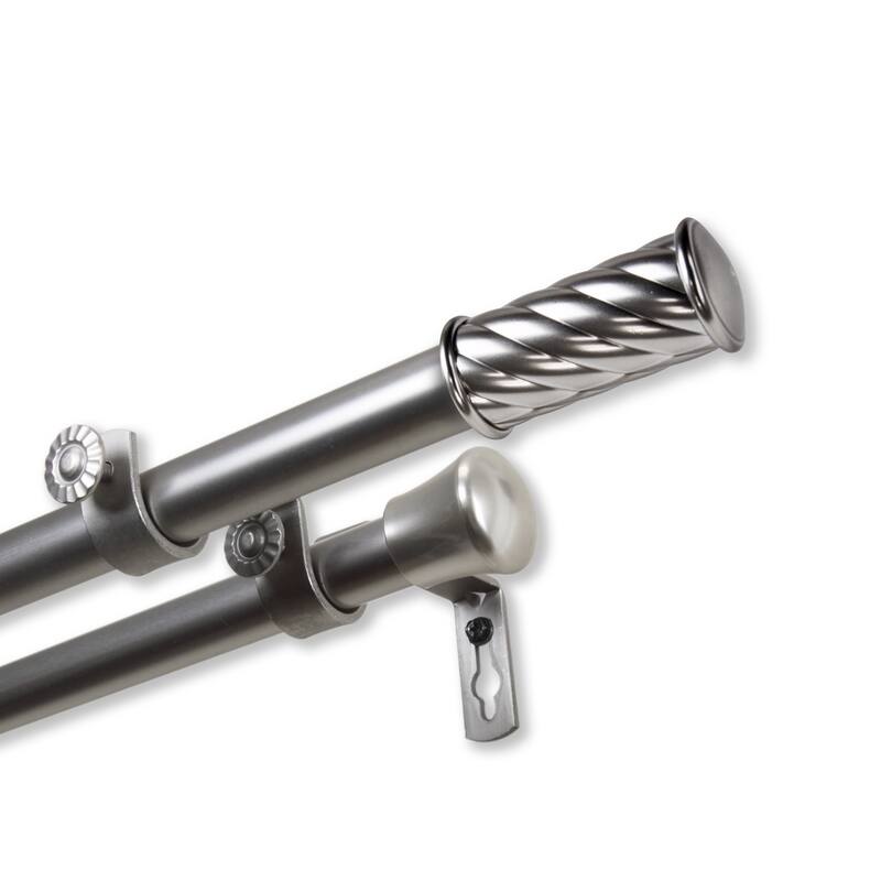 InStyleDesign Handle Adjustable Double Curtain Rod - 28-48 Inches - Satin nickel