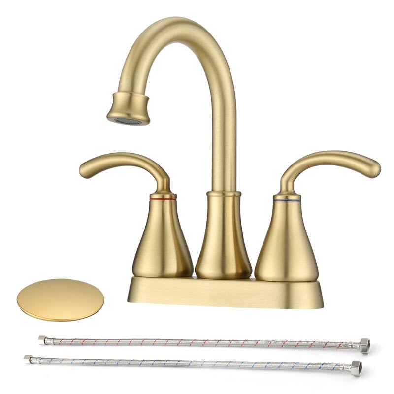 Modern 2 Handle Bathroom Sink Faucet with Aerator and 360 Degree Swivel Spout, High Arc Spout, Splashproof, Rustproof