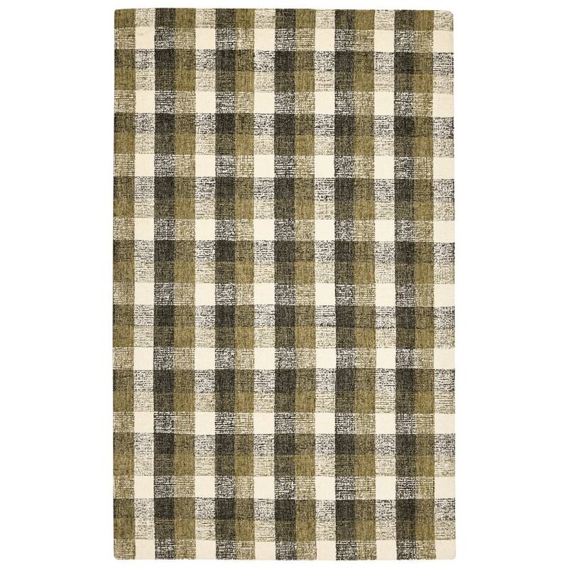 HomeRoots Plaid Transitional Rectangle Area Rug - 36.00 in. x 24.00 in. x 0.45 in.