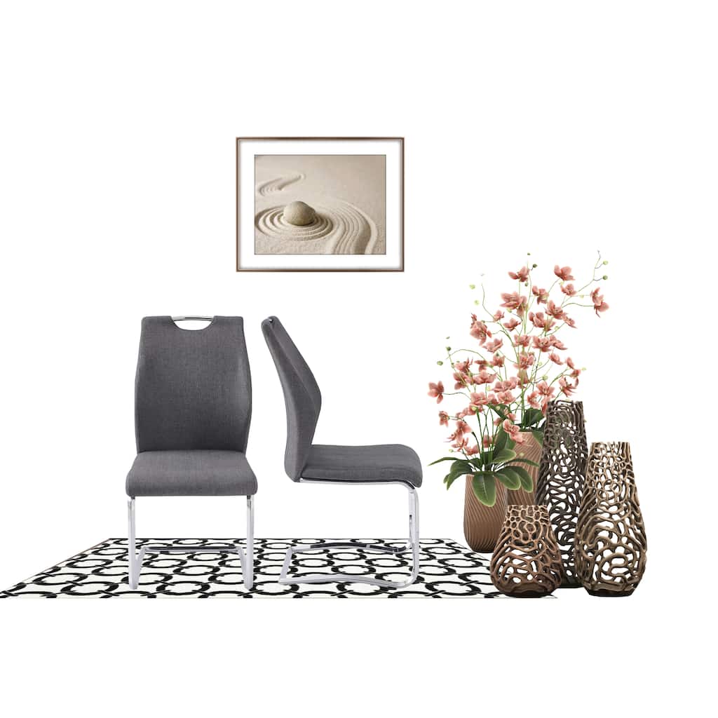 Modern Upholstery Fabric/ Chrome Dining Chair In Gray