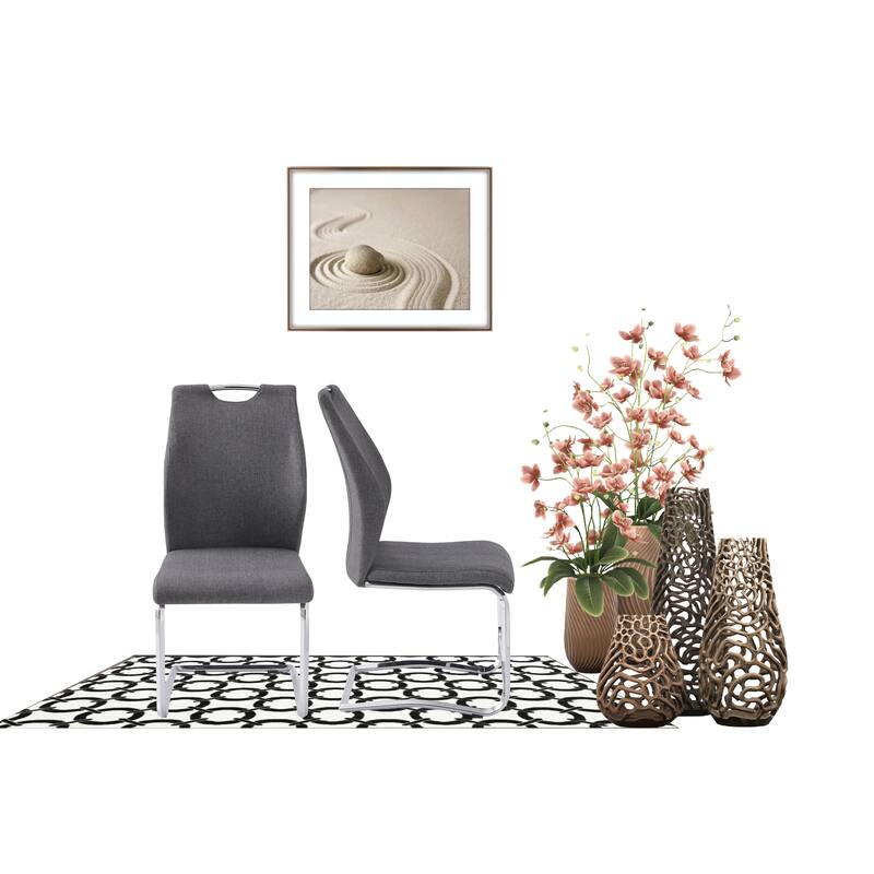 Upholstery Fabric Chrome Dining Chair, Set of 2
