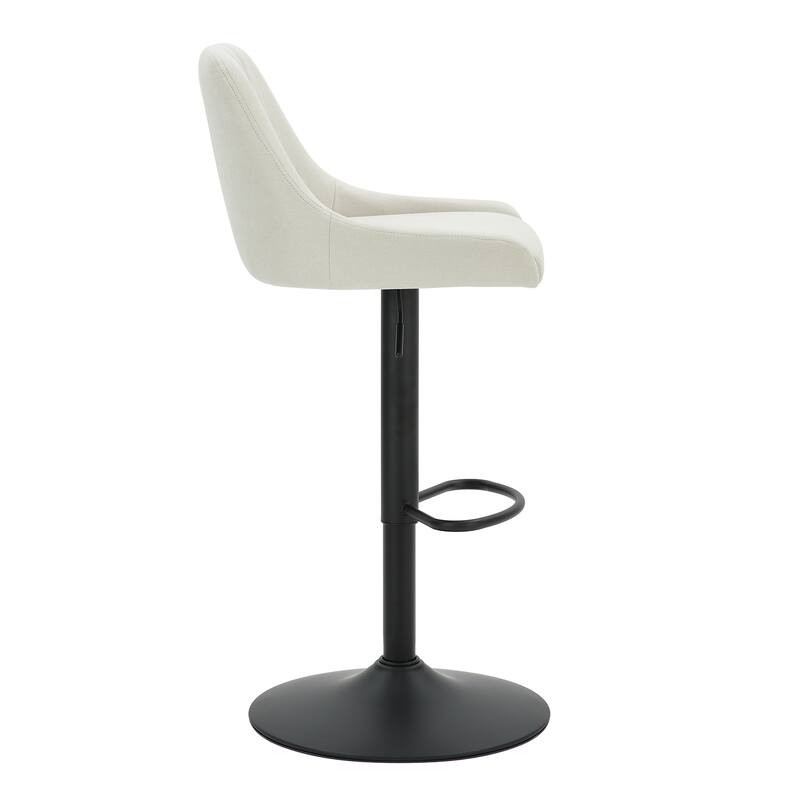 Modern Fabric and Metal Adjustable Air-Lift Stool with Swivel, Set of 4 - Grey and Black