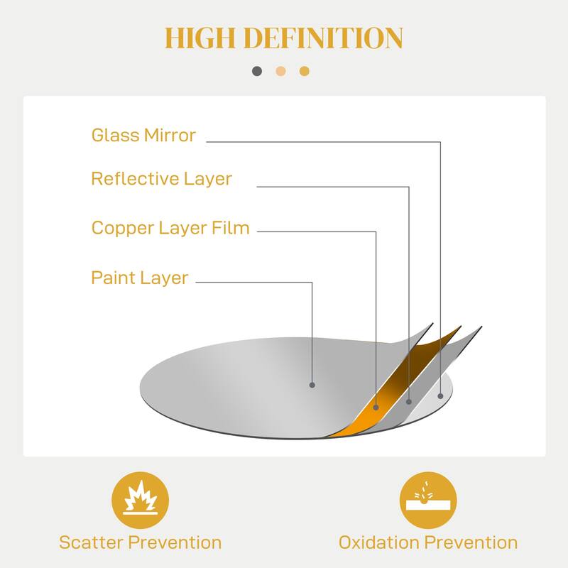 HOMCOM Decorative Wall Mirror, 25.6" Circle Mirror Decor, Modern Metal Wall Art for Living Room, Bedroom and Dining Room