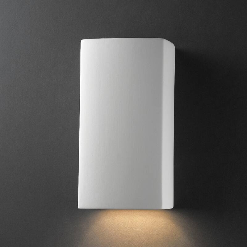 Justice Design Ambiance - Small ADA Rectangle - Closed Top (Outdoor) Wall Sconce - Replaceable Bulb