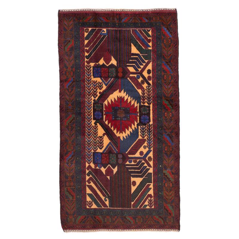 ECARPETGALLERY Hand-knotted Teimani Beige, Red Wool Rug - 3'7 x 6'5