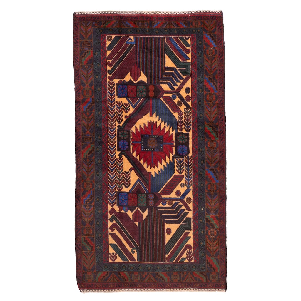 ECARPETGALLERY Hand-knotted Teimani Beige, Red Wool Rug - 3'7 x 6'5